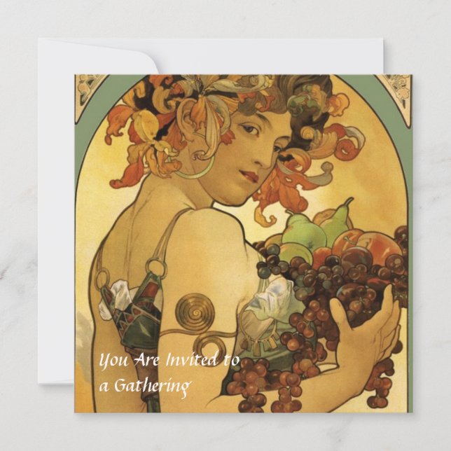 Invitación Pintura de fruta de Alphonse Mucha (Anverso)