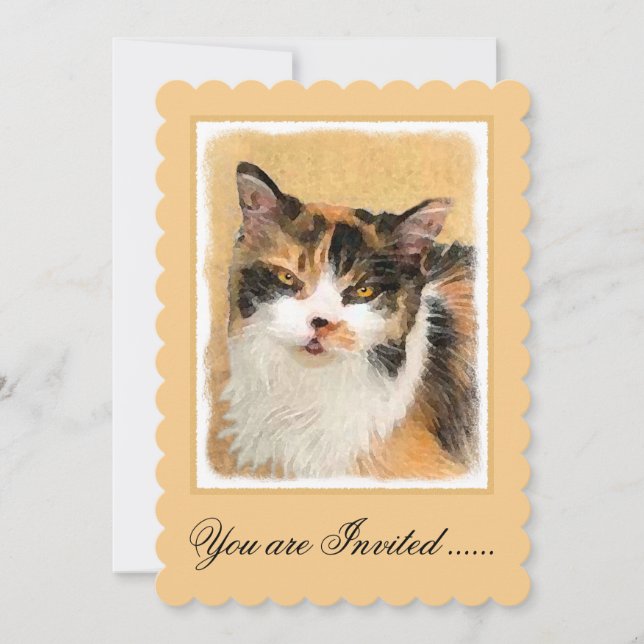 Invitación Pintura de gato calico - Arte de gato original lin (Anverso)