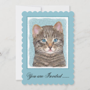 Invitación Pintura de gatos en la mesa gris - Arte de gatos o