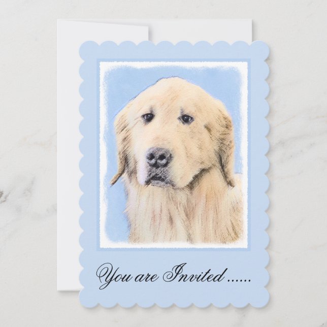 Invitación Pintura de Golden Retriever - Cute original Dog Ar (Anverso)