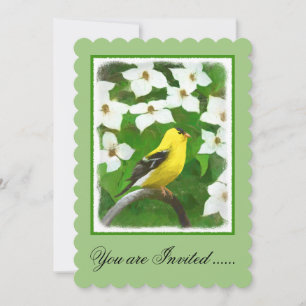 Invitación Pintura de Goldfinch - Arte de Perro Original.