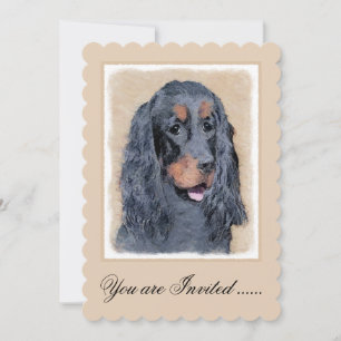 Invitación Pintura de Gordon Setter - Arte de Perro Original.