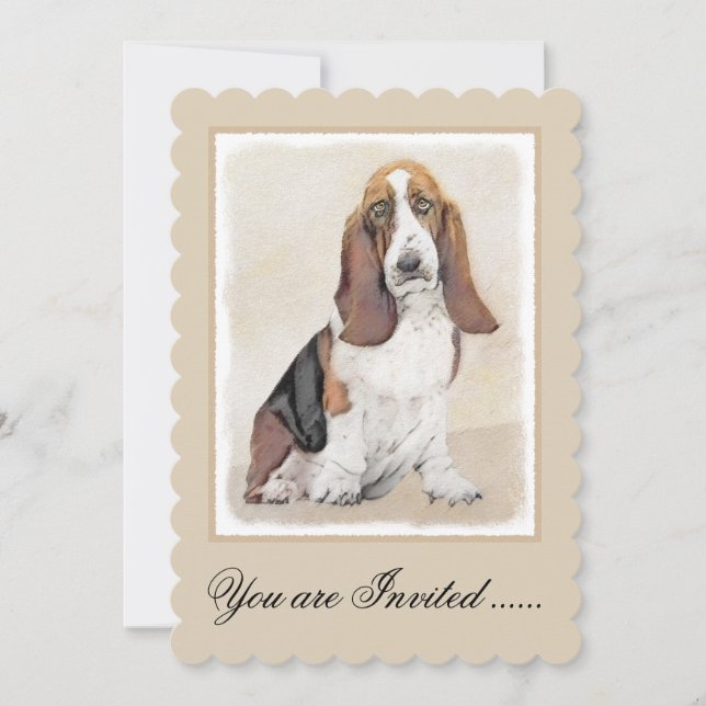 Invitación Pintura de hebilla de basset - Arte de perro origi (Anverso)