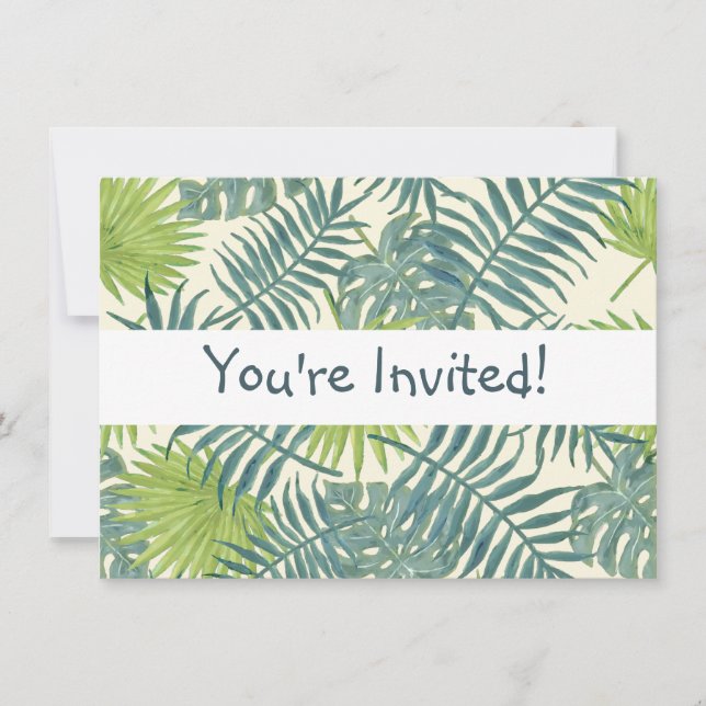 Invitación Pintura de hojas de palmera hawaiana (Anverso)
