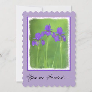 Invitación Pintura de iris morado - Arte de flores original