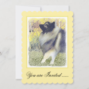 Invitación Pintura de Keeshond Aspen - Arte Perro Original Cu