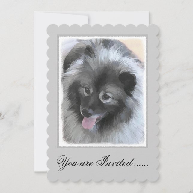 Invitación Pintura de Keeshond Bailey - Arte de perros origin (Anverso)