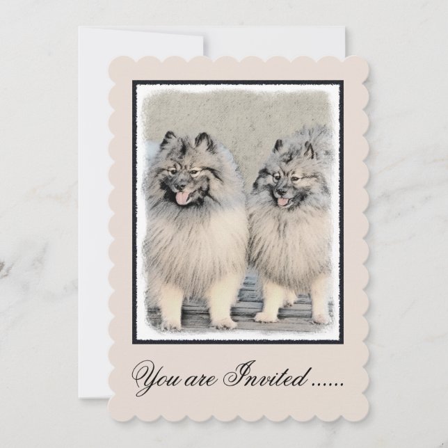 Invitación Pintura de Keeshond Brothers - Arte Perro Original (Anverso)