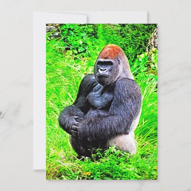 Invitación Pintura de la foto del gorila del Silverback (Anverso)