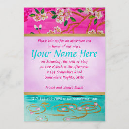 Invitación Pintura de la ondulación del agua de Sakura de la