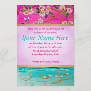 Invitación Pintura de la ondulación del agua de Sakura de la