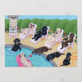 Invitación Pintura de Labradors del fiesta del Poolside