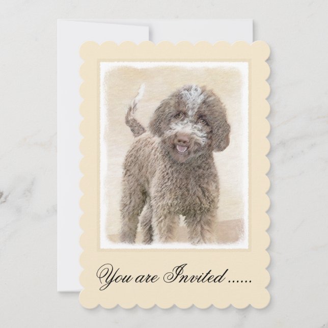 Invitación Pintura de Lagotto Romagnolo - Arte de perro origi (Anverso)