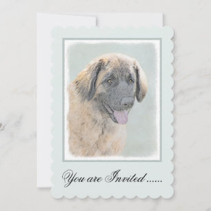 Invitación Pintura de Leonberger - Arte de Perro Original.