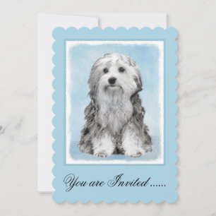 Invitación Pintura de Lowchen - Arte de perro original muy li