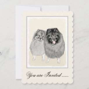 Invitación Pintura de madre y hijo Keeshond - Arte de perro o