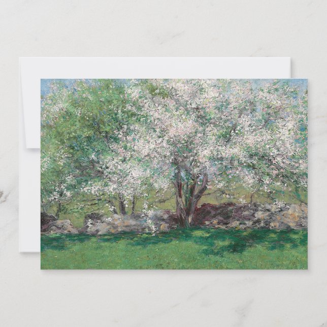 Invitación Pintura de manzanos con flores blancas (Reverso)
