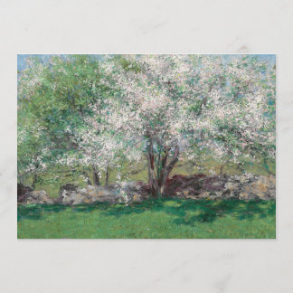 Invitación Pintura de manzanos con flores blancas