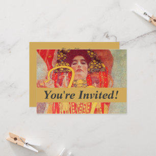 Invitación Pintura de mujer roja con serpiente de oro de Gust