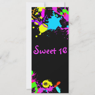 Invitación Pintura de neón, dulces dieciséis, Bat Mitzvah, In