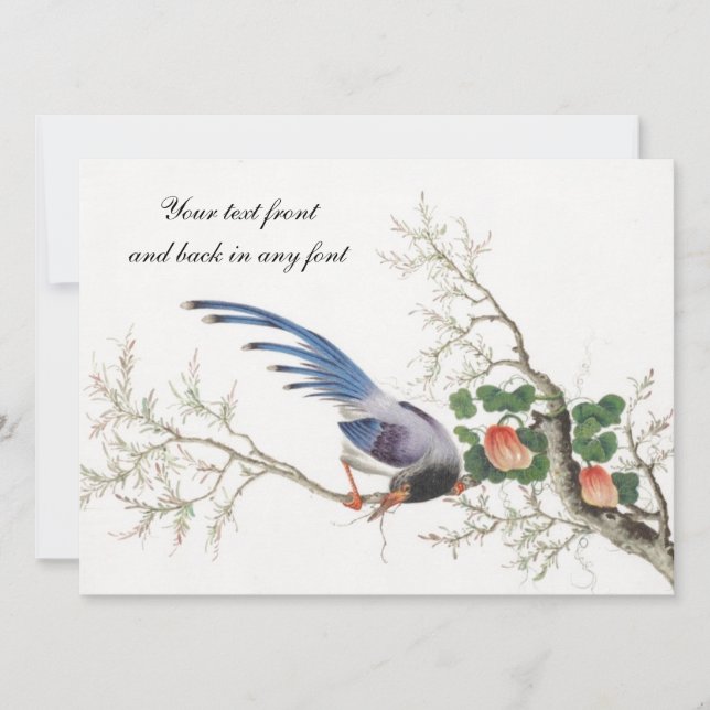 Invitación Pintura de pájaro china (Anverso)