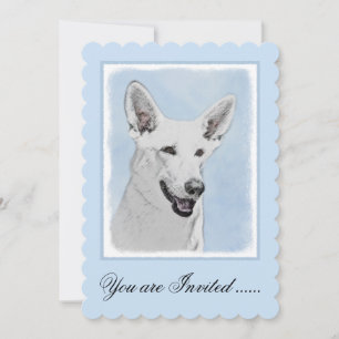 Invitación Pintura de pastor blanco - Arte de perro original 