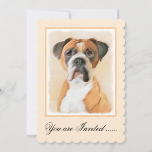 Invitación Pintura de perro Boxer sin recortar Arte animal or