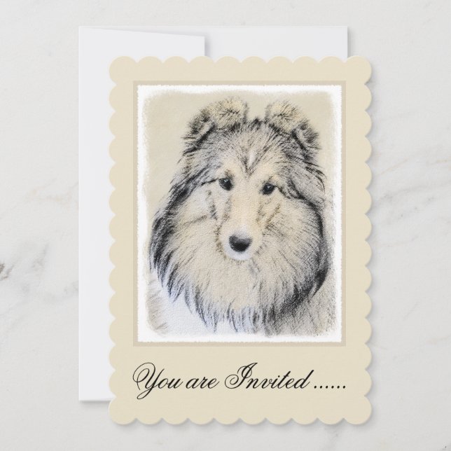 Invitación Pintura de perro pastelero de Shetland - Arte de p (Anverso)