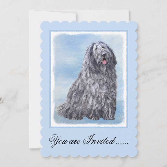 Invitación Pintura de perro pastor de Bergamasco - Perro orig (Anverso)