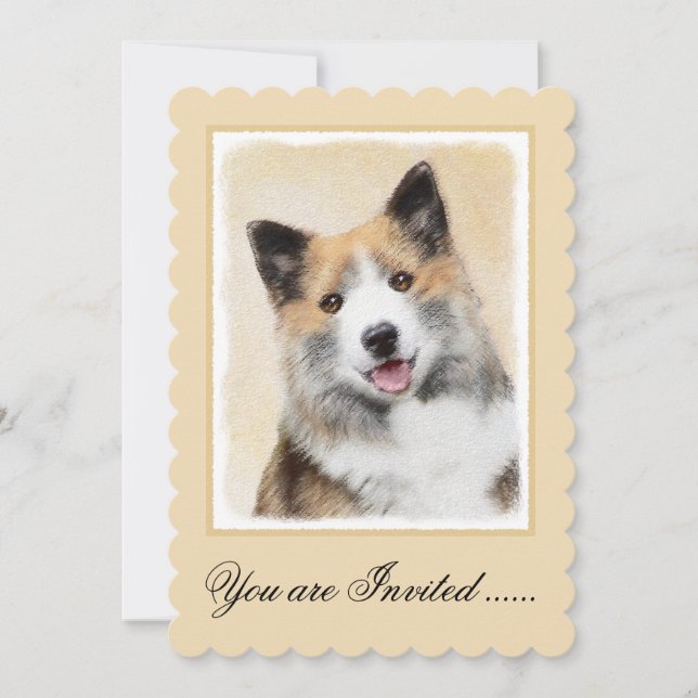 Invitación Pintura de perro pastor islandés - Arte original d (Anverso)