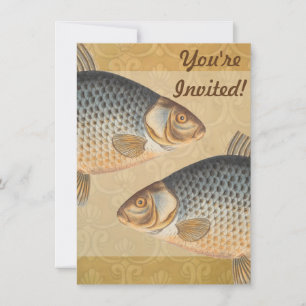 Invitación pintura de pesca de carpa dibujo de agua dulce