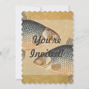 Invitación Pintura de pesca de carpa dibujo de agua dulce 