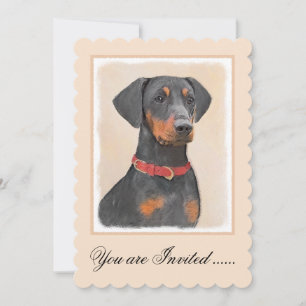 Invitación Pintura de Pinscher Alemán Arte Animal Original