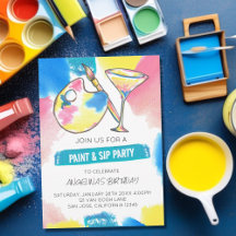 Pintura de pintura y sorbo y fiesta de cumpleaños 