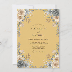 Invitación Pintura de Pizarra Mostaza para Boda