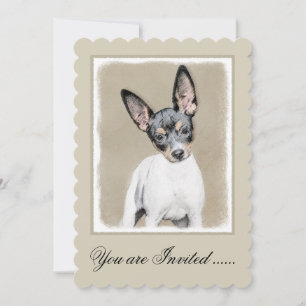 Invitación Pintura de Rat Terrier - Arte Perro Original.