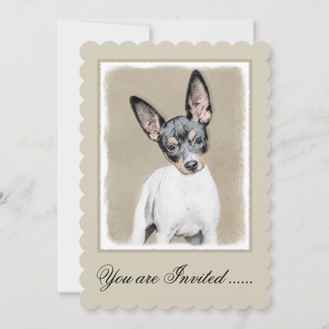 Invitación Pintura de Rat Terrier - Arte Perro Original. (Anverso)