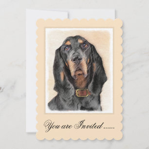 Invitación Pintura de sabueso coonhound negro y fuego - Arte
