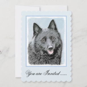 Invitación Pintura de Schipperke - Arte Perro Original Cuto