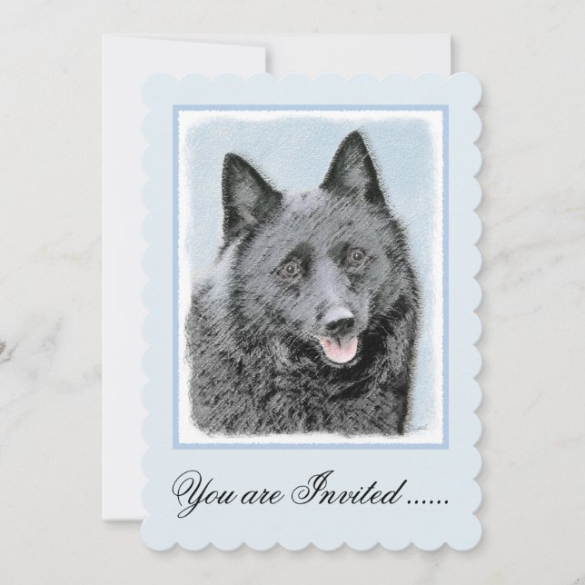 Invitación Pintura de Schipperke - Arte Perro Original Cuto (Anverso)