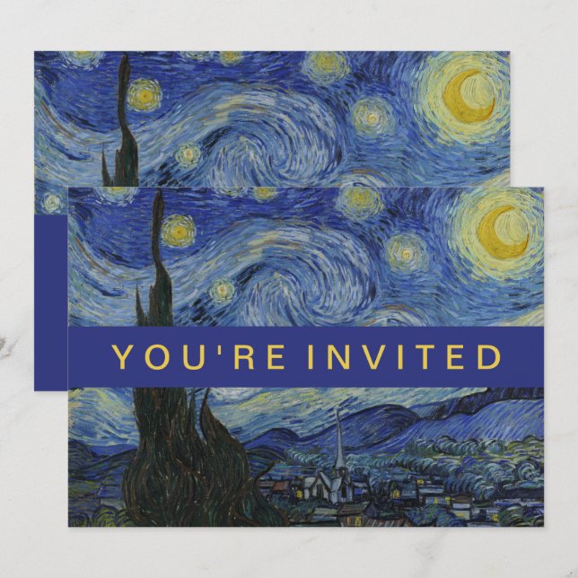 Invitación Pintura de Starry Night Vincent van Gogh (Anverso / Reverso)