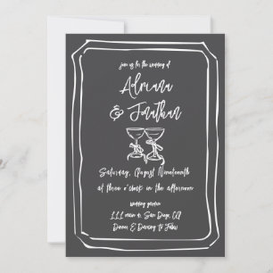 Invitación Pintura de tiza gris boda blanca