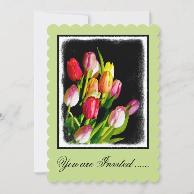 Invitación Pintura de tulipán - Arte de flores original (Anverso)