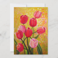 Pintura de Tulipanes Rosas y Rojos  