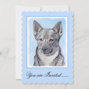 Invitación Pintura de Vallhund Sueca - Arte Perro Original Cu