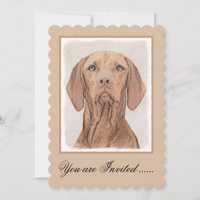 Invitación Pintura de Vizsla - Arte de perro original curado (Anverso)