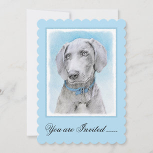 Invitación Pintura de Weimaraner - Arte de Perro Original.