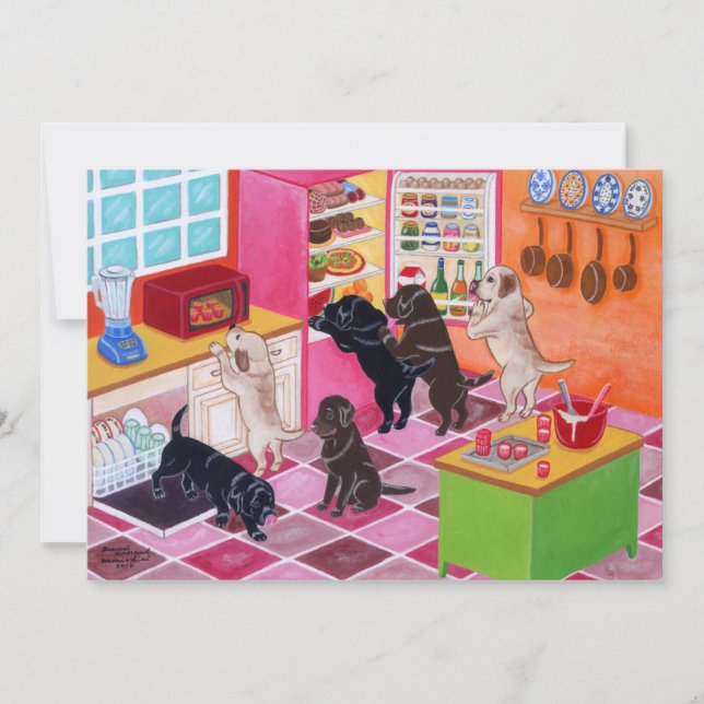 Invitación Pintura del fiesta de la cocina de Labrador (Anverso)