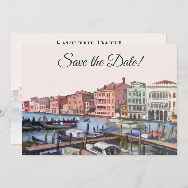 Invitación Pintura del Gran Canal, Venecia, Boda de Italia (Anverso / Reverso)
