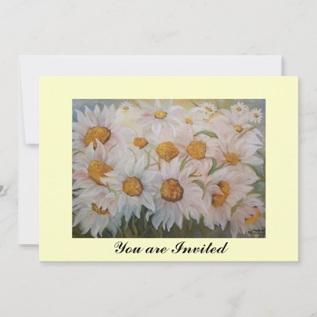 Invitación Pintura del jardín de margaritas blancas (Anverso)